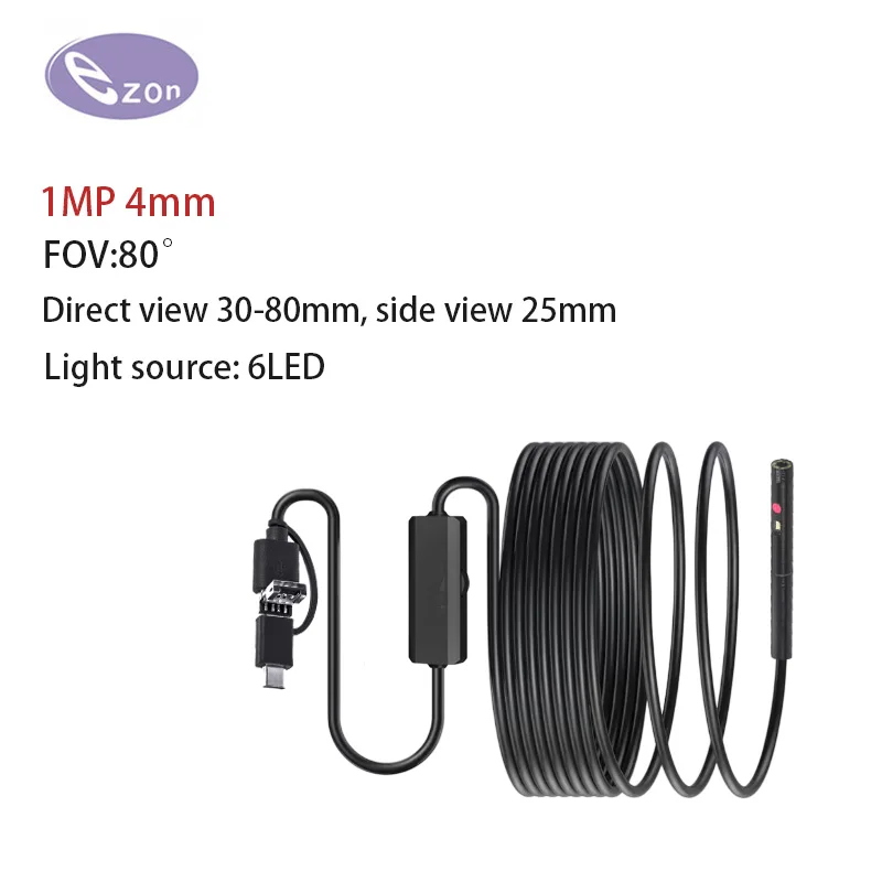 4mm 720P 3in1 double objectif outil d'inspection endoscopique caméra tuyauterie Endoscope pour Android Mobile Smartphone