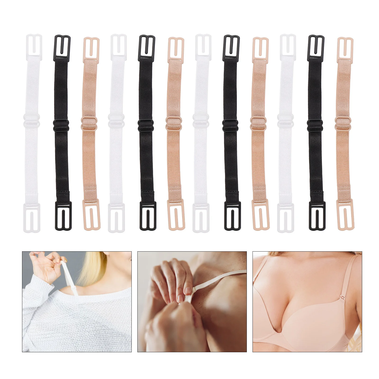 12 قطعة من ملحقات حزام الصدرية المرنة القابلة للتعديل للنساء، موسع حمالة الصدر لملحقات الملابس الداخلية المريحة لتخفيف التنفس