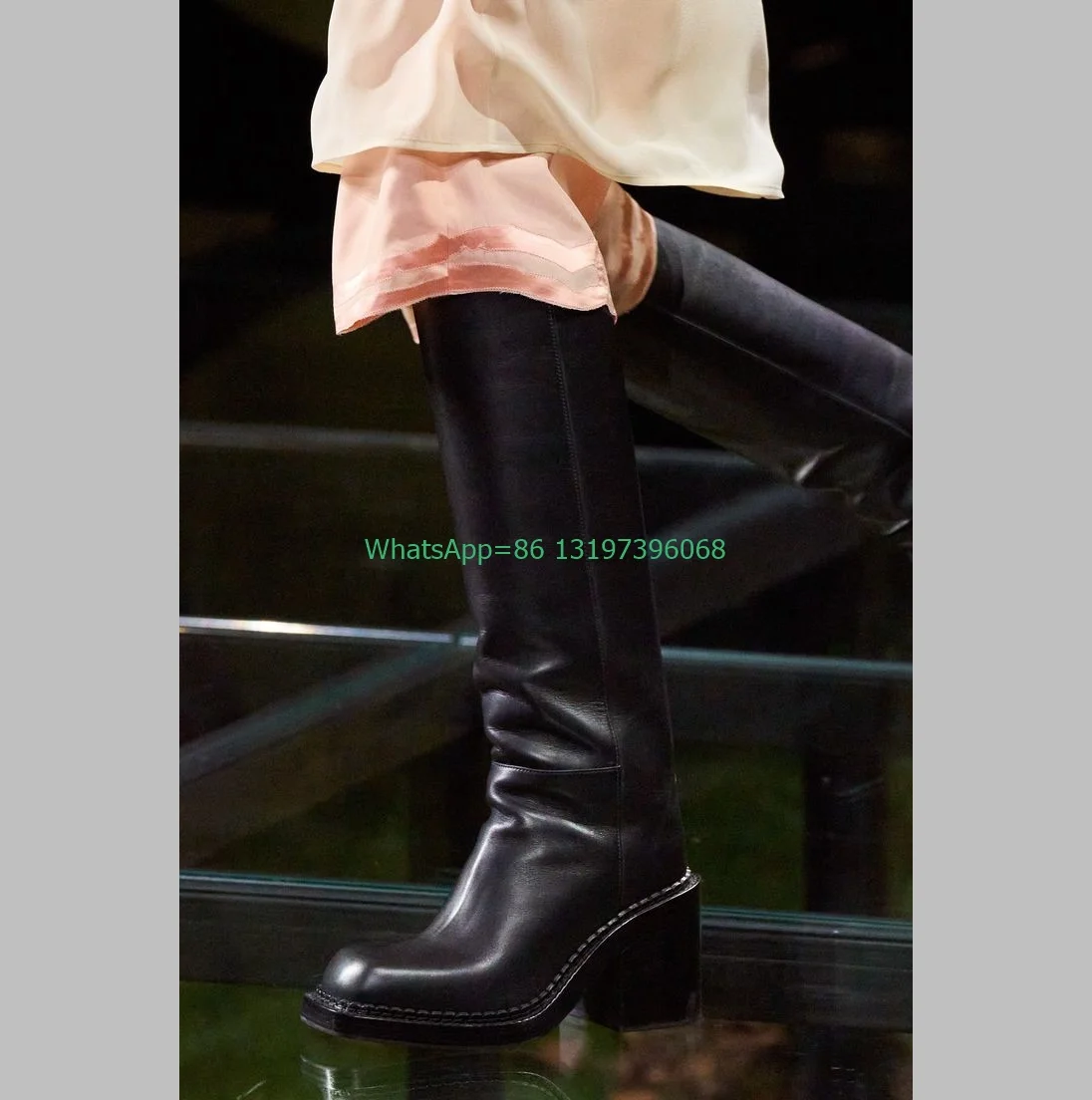 Lady Mirror Patent PU Knee Buckle Strap Boots Flats Causal New Arrive Runway Boots Y2K Punk Knee Muti-Buckle Strap Boots Size 46