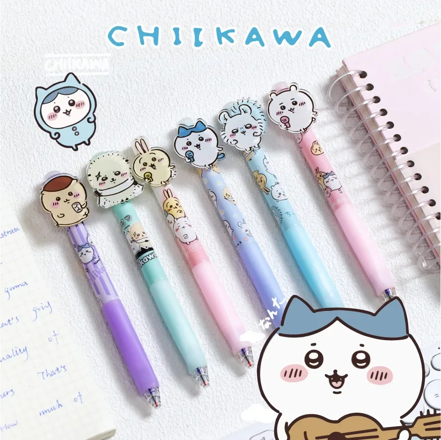 6Pcs/Set Kawaii 0.5 Mm Pens Anime Figure ちいかわ ハチワ Refill Nib Ballpoint for Girls Writing School Supplies Stationery