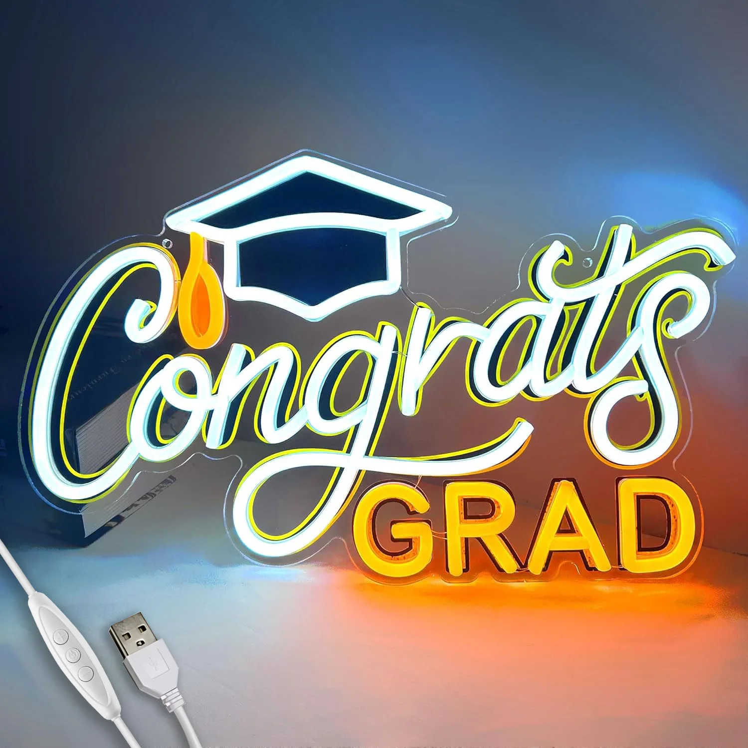 Graduation Season Neon Sign Congrats Hat Light Up Decorations Custom LED Neon Light for Gaming Room Celebration
