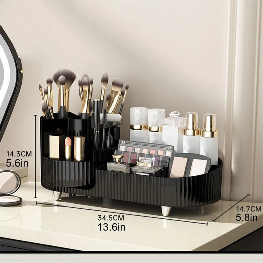 Cosmetic Storage Rack with Rotating Base and Divided Compartments for Cosmetic Storage Box, for Lipstick, Skin Care Storage Box