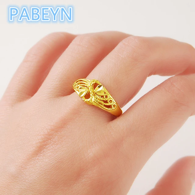 24K Gold Rings Korean Gold Plated Flower Rings Women s Glamour Engagement Jewelry Gifts