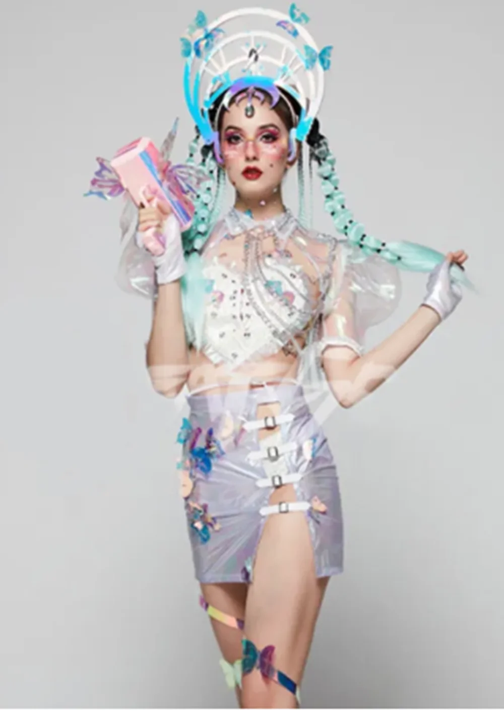 Nuova farfalla Gogo Costume da ballo Cantante Ballerino Abiti da spettacolo Rave Outfit Dj Ds Clubwear Drag Queen Wear Jazz Dancewear