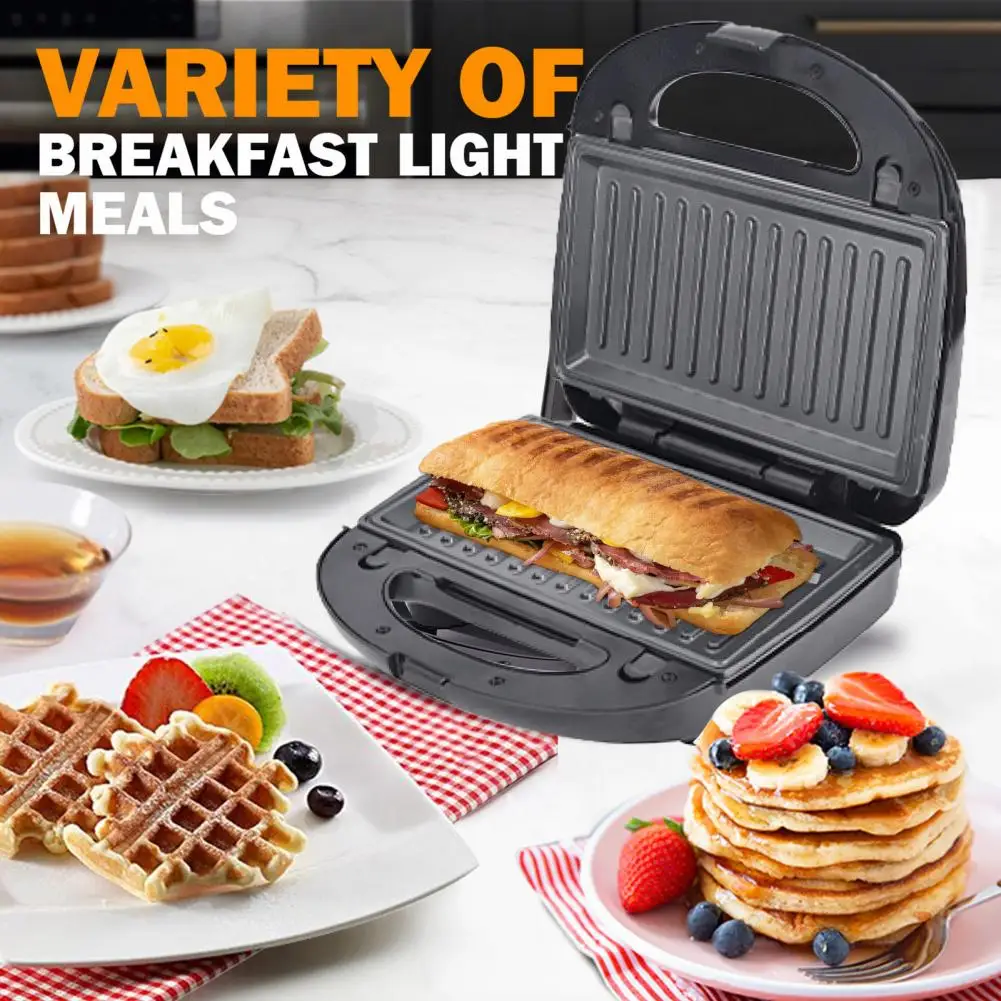 US Plug 3 in 1 Waffle Sandwich Maker with Removable Plates 750W Heating System Non-stick Electric Panini Press Set