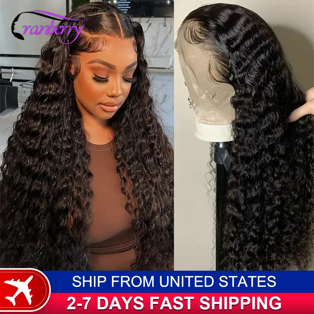 Human Hair Lace Wigs Remy Brazilian Transparent Water Wave 13x4 Lace Frontal Wig 180% Density Cranberry Hair 13x4 Lace Front Wig