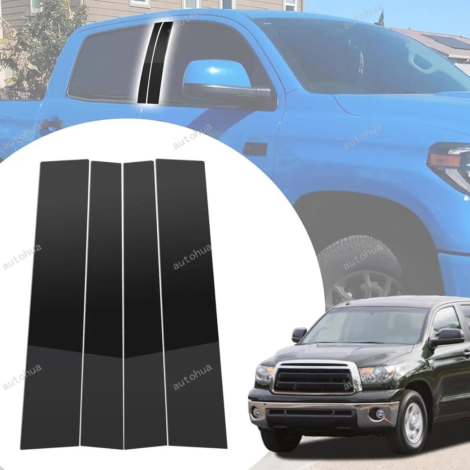

Door Pillar Post Trim for Toyota Tundra CrewMax 2007-2021 Side Door Pillar Anti Scratch Glossy PC Stickers Cover Moldings 6-pcs