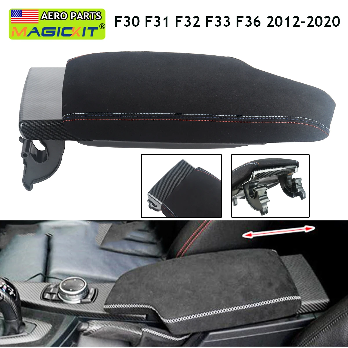 Magickit Center Console Armrest Box For BMW F30 F31 F32 F33 F34 F36 430i 420i 2012 2013-2020 Storage Compartment Car interior