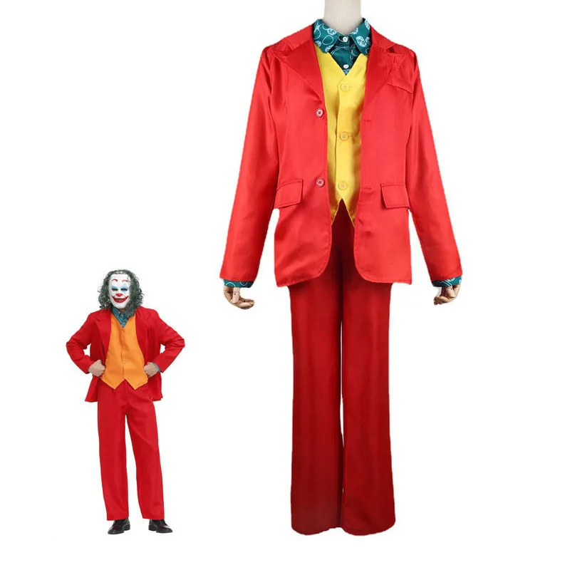 

JOKER Red Suit Set Clown Cosplay Costume Movie Character Halloween Masquerade Performance Clothing for Adults