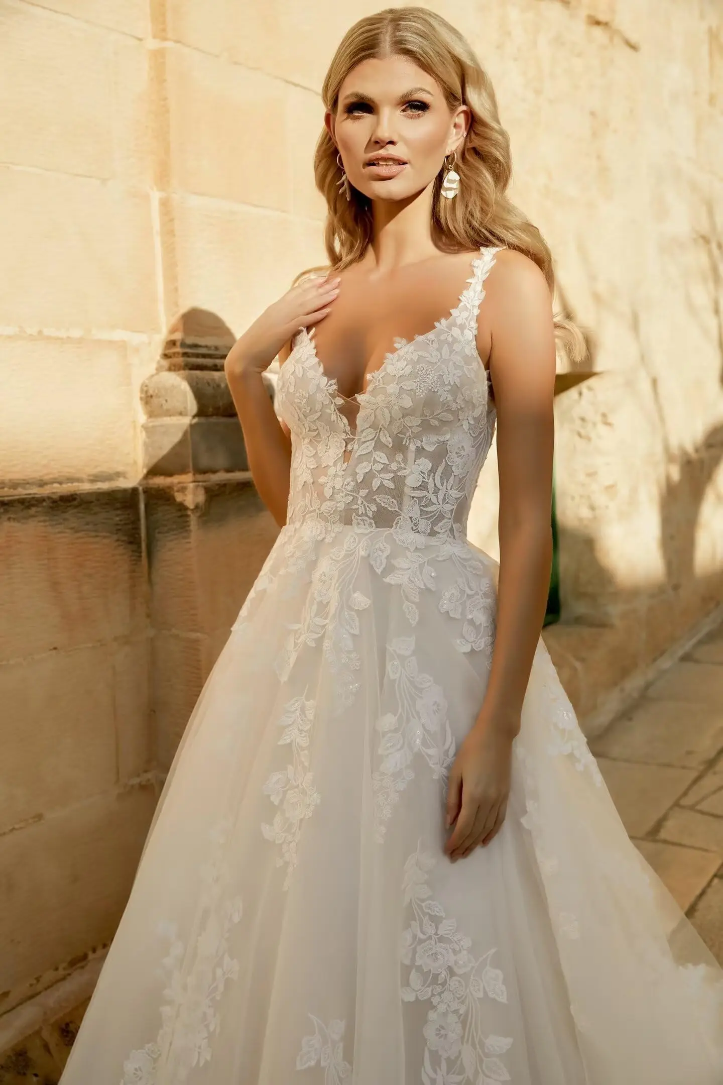 فستان زفاف بوهو تول للنساء العروس الدانتيل زين ألف خط السباغيتي الأشرطة ثوب الزفاف