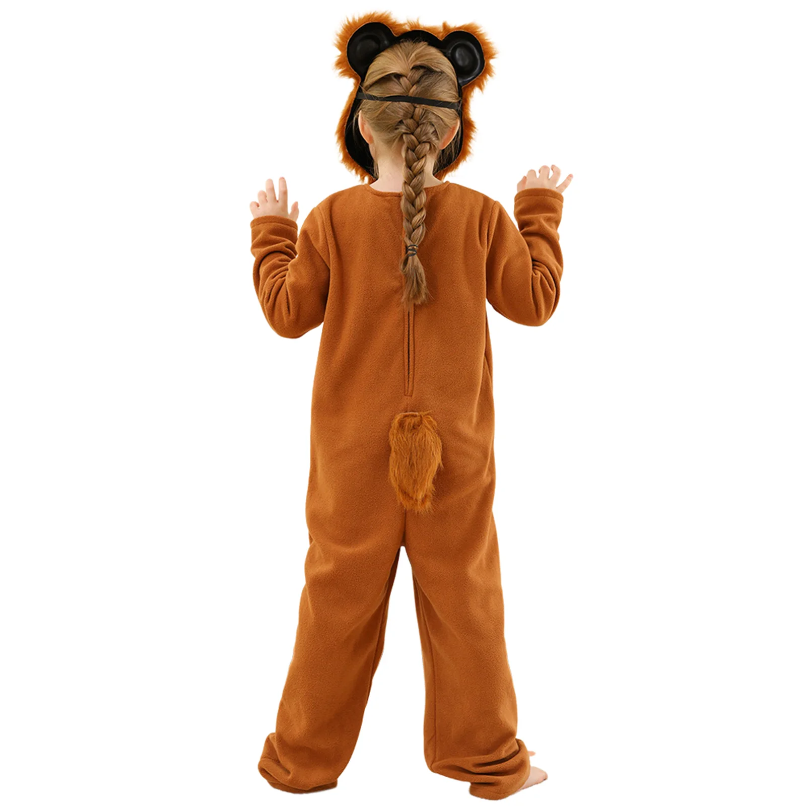 Pet Dog Children Girl Cosplay Animal Furry Outfit Brown Bear Party Performance Costume Loungewear Top Pants with Mask Headgear