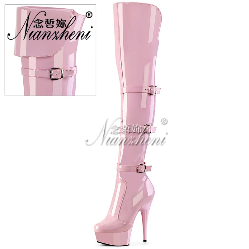 Sobre as Botas do Joelho para Pole Dance, Saltos Stripper, Modelos Nightclub, Modelos Sexy Pink Nightclub, Tamanho Grande, 8 ", 20cm, 17cm, Tamanho Grande, 20cm