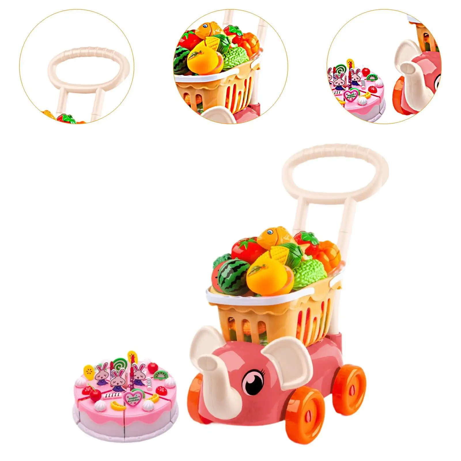 Ensemble de jeux de chariot de courses pour enfants, développement coule avec jeu de coupe, ensemble de nourriture pour garçons et filles, cadeau d'anniversaire pour bébé