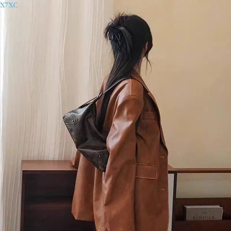 حقيبة نساء X7XC سعة كبيرة من الإبط حقيبة كتف جلدية للعمل