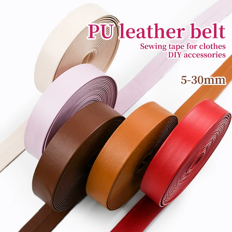 

5Meters 5-30mm PU Leather Ribbon Webbing for Bag Strap Decorative Trim Necklace Bracelet Rope Binding Tape DIY Sewing Accessory