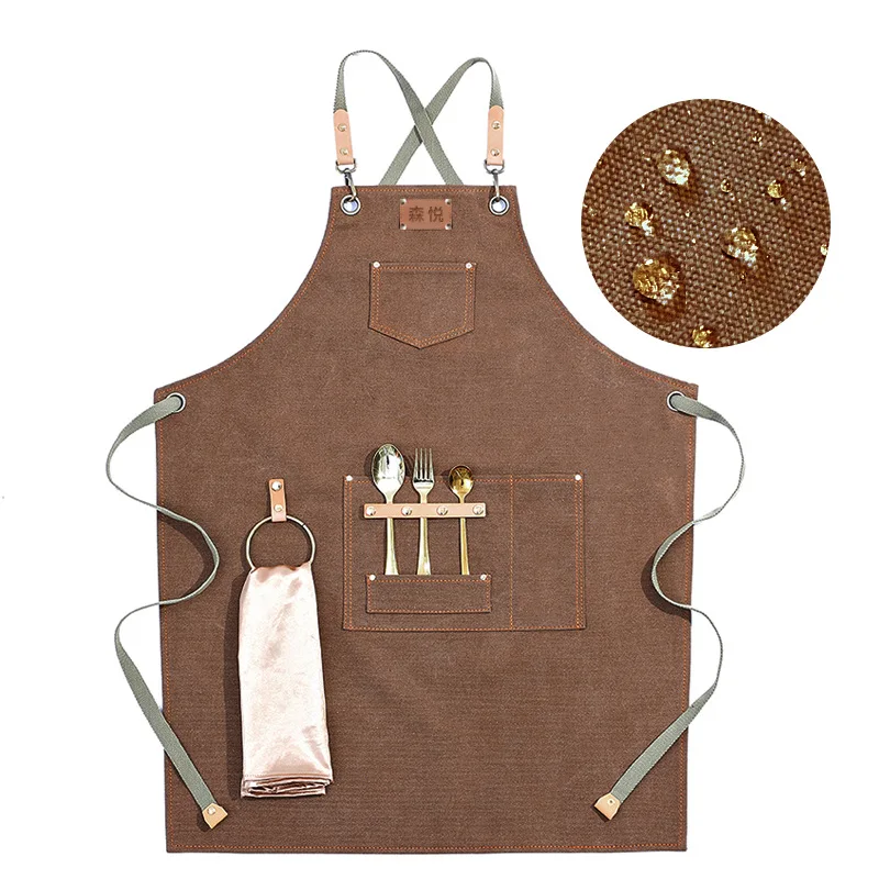 Thickened Canvas Apron, Extended Webbing, Denim Fabric, Coffee Colored Milk  Shop Hairdresser, Dining Hall Baker, Canvas Apron