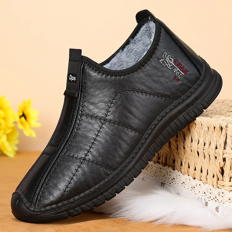 men's boots are warm waterproof non slip thick walking boots, and oversized work shoes for men aged 38-48 platform boots 2025