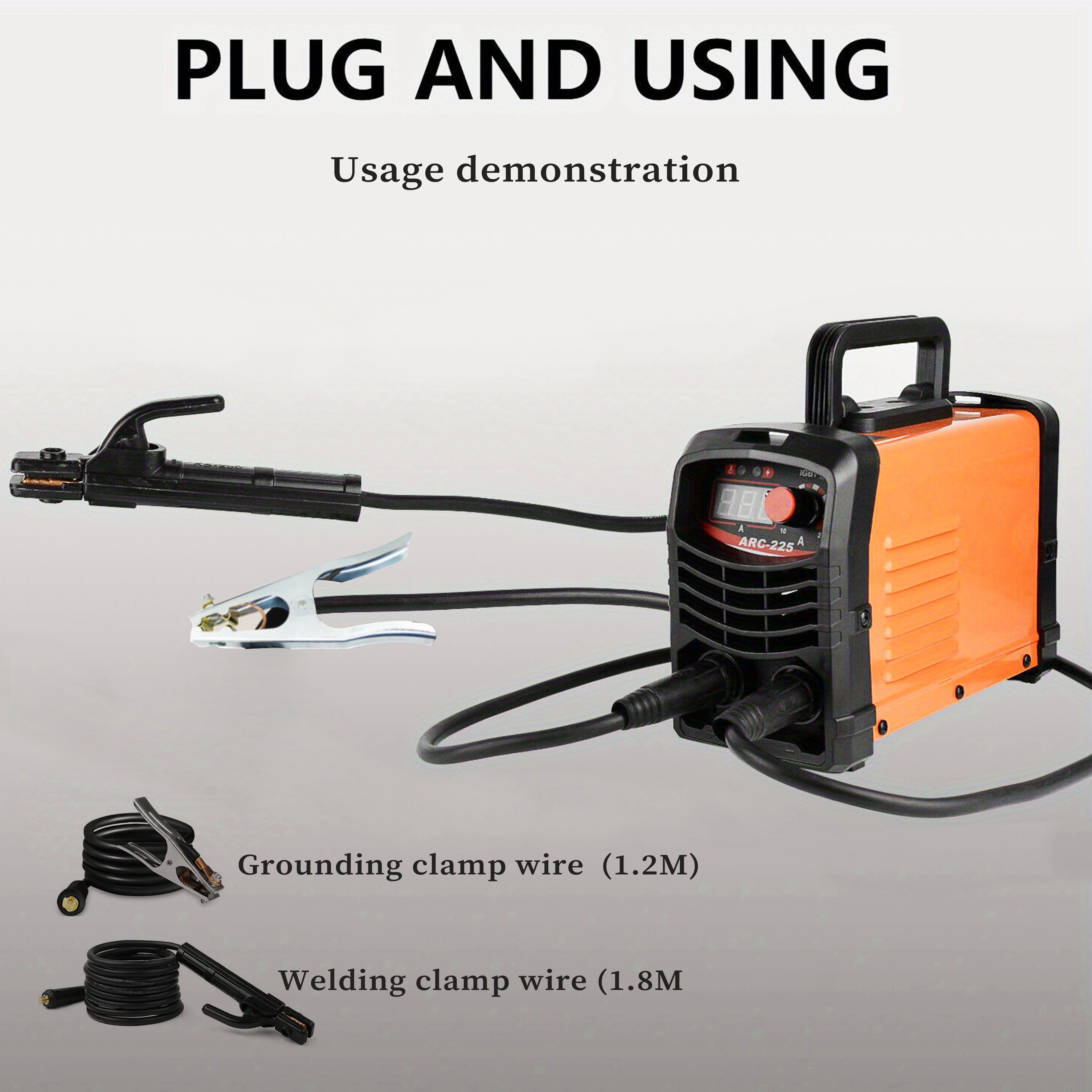 1.8+1.2m Welding Machine Accessories, 16mm² Welding Clamp Wire + Grounding Clamp Wire, 10-25 Quick Connector (National Standard)