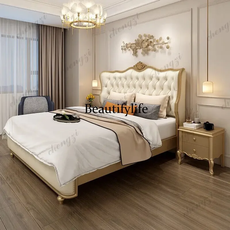 Beige Designs European Double Bed Adults Elegant Storage Japanese European Double Bed Modern Wood Cama Box Casal FurnitureN138