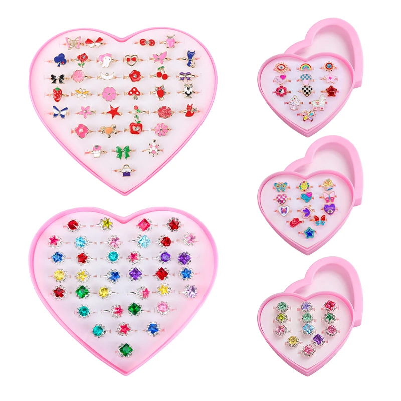 12/36 قطعة/المجموعة قابل للتعديل الاطفال خواتم مجوهرات الكرتون كريستال الحيوان سبيكة المفتوحة البنصر للأطفال الفتيات حفلة عيد ميلاد هدية #1