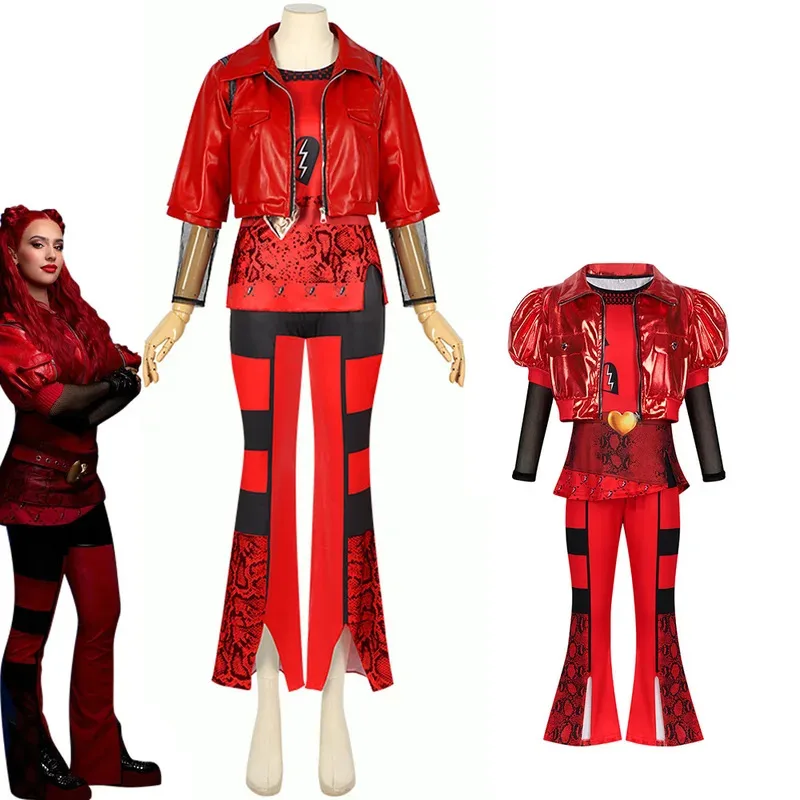 أزياء الهالوين أحفاد الفيلم التأثيرية للأطفال فيلم صعود الأحمر كلوي فستان الأميرة الفتيات سترة معطف السراويل Uniform5