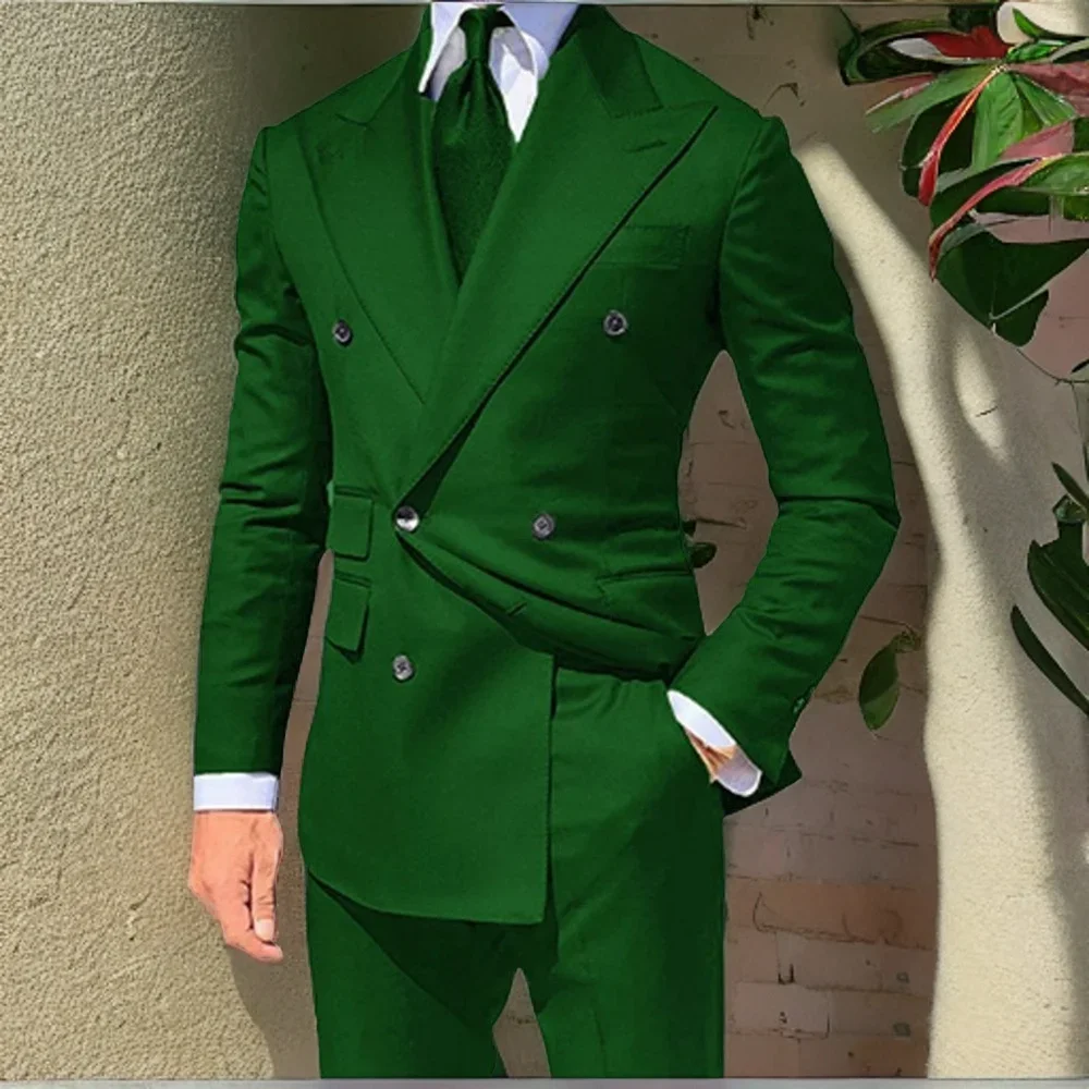 

Green Double Breasted Tuxedo Suit For Men Wedding 2024 Gentlemen's Prom Dancing 2 Piece Business Blazer With Pants 2024