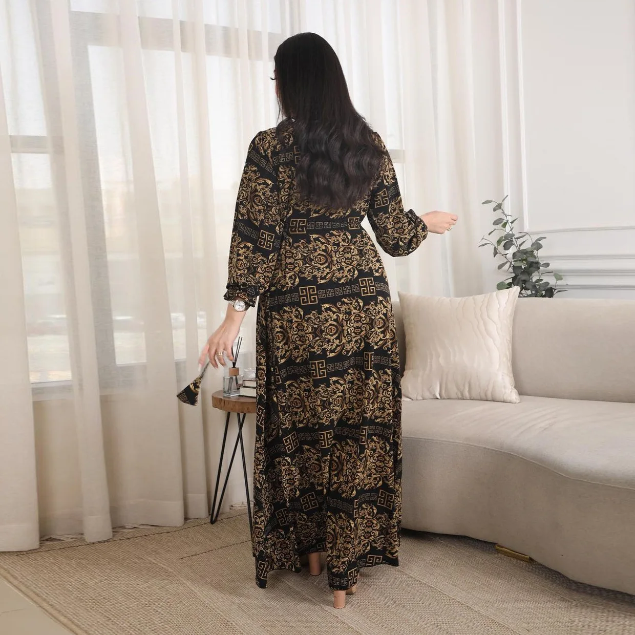 African Printed Silk Kaftan for Women, Popular Maxi Dresses, Loose Long Dress, Diamond, robe femme musulmane MQ070