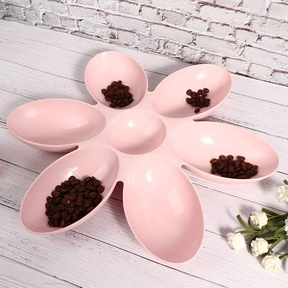 

6 in 1 Pet Feeding Bowl Pink Flower Shape for Cats Dogs Durable Travel Size Stable Chassis Multi Pet Use Food Storage Basin
