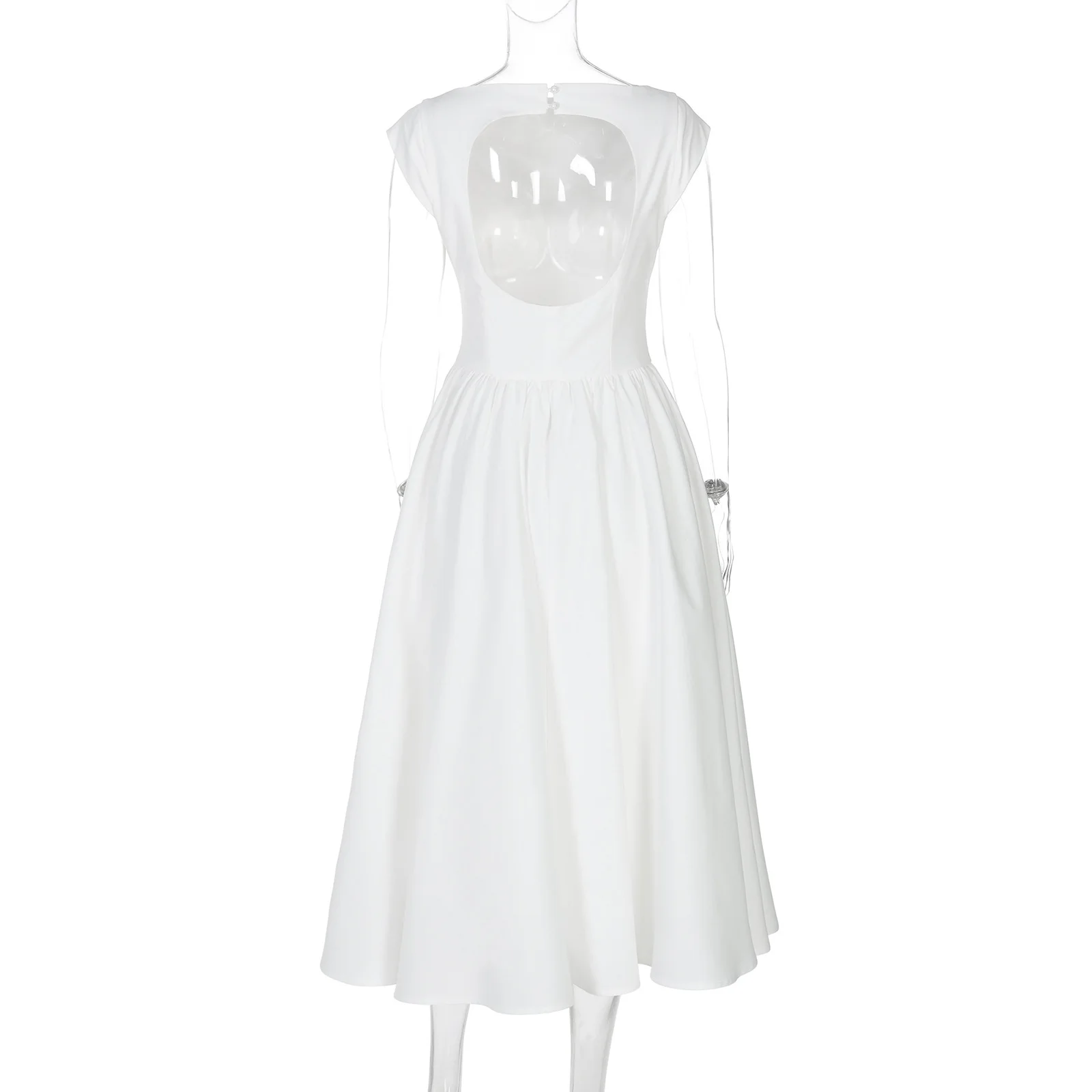 Women Sexy Backless Dresses Pleated Swing A-line Midi Dresses Woman Elegant Party Dress Robe High Street Costume Streetwear