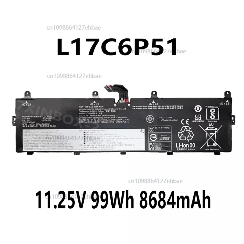 

L17C6P51 11.25V 99Wh 8684mAh Laptop battery for Lenovo Thinkpad L17M6P52 P72 P73 P72-20MB P73-20QRFast
