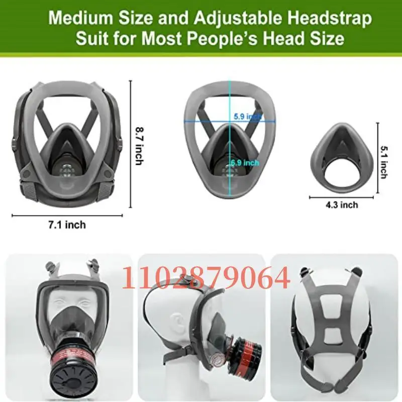 Masque facial complet à gaz 6800, acide/organique/ammoniaque, peinture anti-poussière pour laboratoire de pesticides chimiques