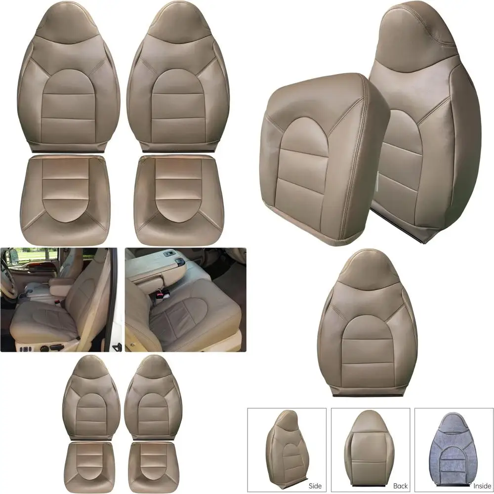 

Driver & Passenger Leather Seat Cover TAN Compatible with Ford F250 F350 F450 F550 Lariat 1999-2000 Waterproof Bottom & Lean Bac