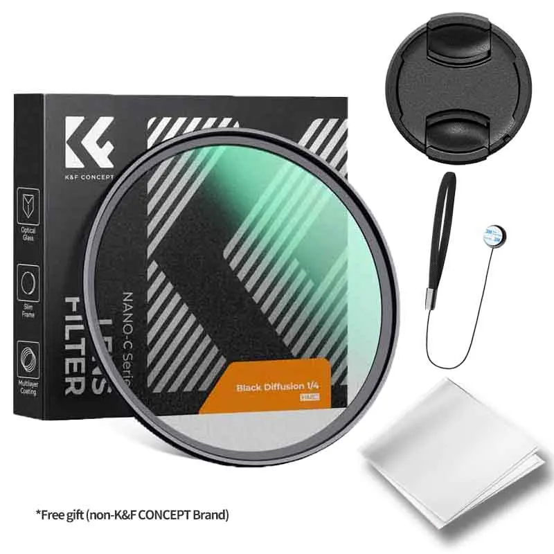 K&F Concept 1/2 1/4 1/8 블랙 미스트 디퓨전 렌즈 필터 67 72 77 82mm 블랙 미스트 필터 49mm ...