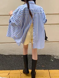Spring and Autumn New Striped Long-sleeved Shirt and Korean Version of Loose Slim Mid-length Shirt Fashion Casual Shirt