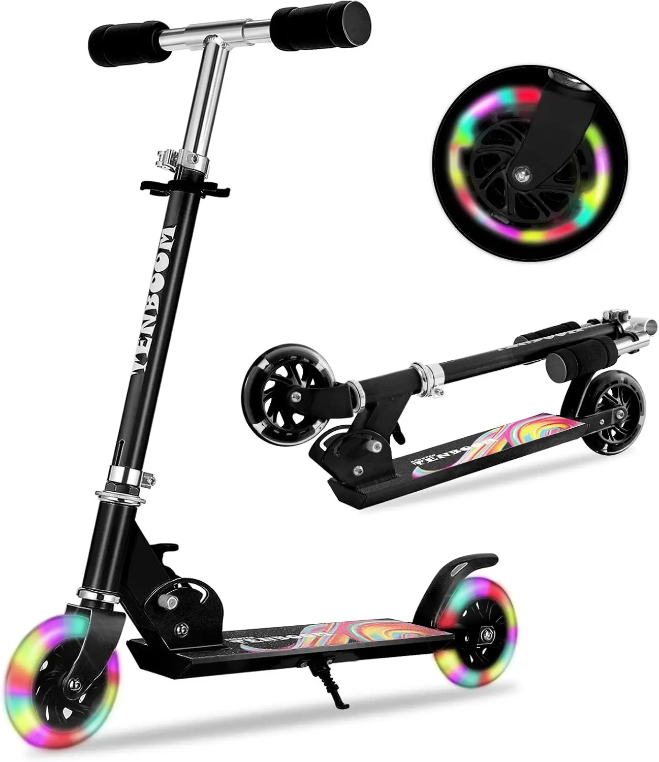 Scooter voor kinderen van 6-12/3-5 jaar, opvouwbaar en in hoogte verstelbaar, LED-verlichte wielen, max. belasting 50 kg
