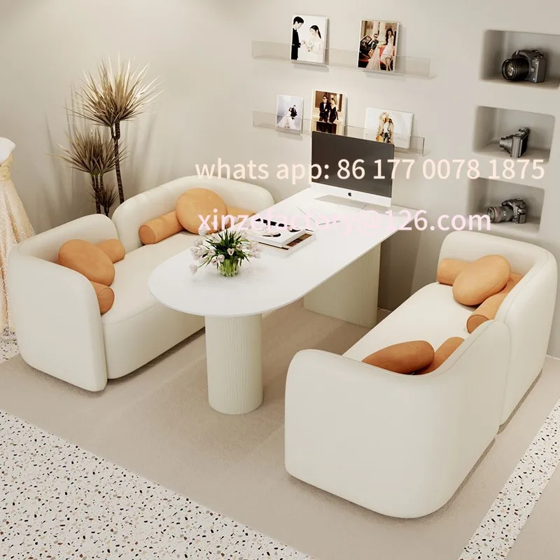 Customizable Cream Wind Studio Selection Area Table and Chair Combination Wedding Shop Negotiation Sofa Leisure Nail Art Salon R