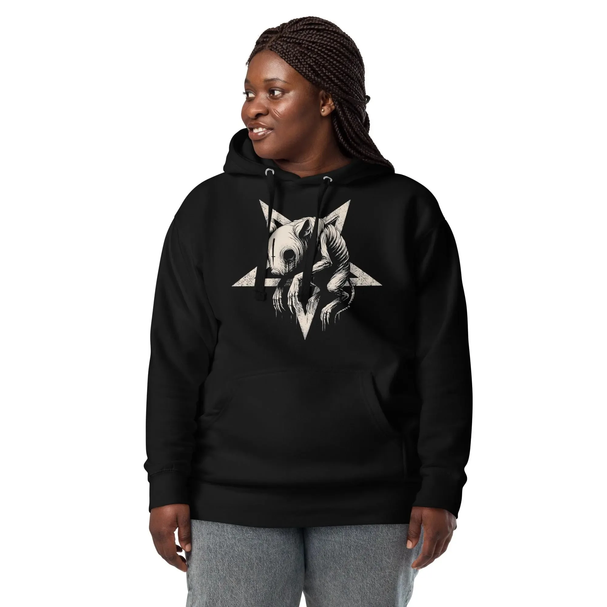 

Premium Cotton Hoodie Featuring Gothic Skull Pentagram Design Ideal for Edgy Streetwear Looks Great for Unique Style Statements