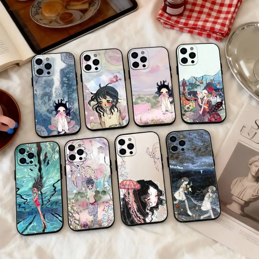 

Artist Aya T-Takano's paintings Phone Case Silicone Soft For IPhone 17 16 15 14 13 12 11 X XR Plus Pro Max Plus