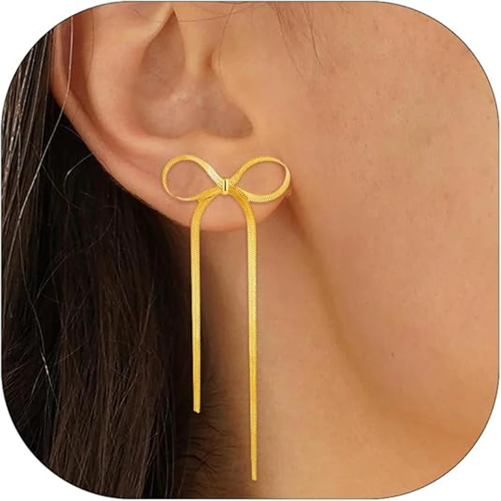 Bow Earrings For Women, 14K Gold Plated Gold Hoop Earrings …