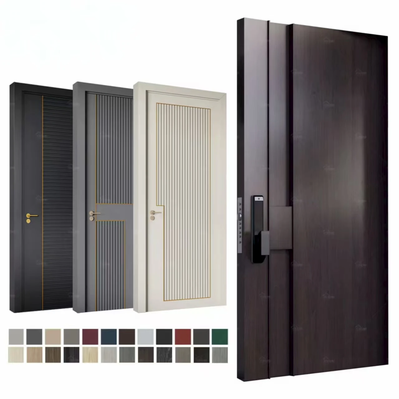 Villa-Eingangstür im Uropan-Stil, moderne intelligente Haupttür vorne mit Diebstahlschutz und langlebigem Design