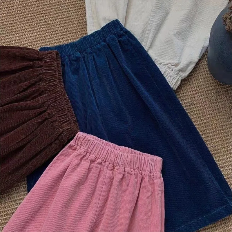 Fashion Baby Girl Boy Corduroy Wide Leg Pant Solid Color Infant Toddler Child Casual Trousers Spring Autumn Baby Clothes 1-10Y