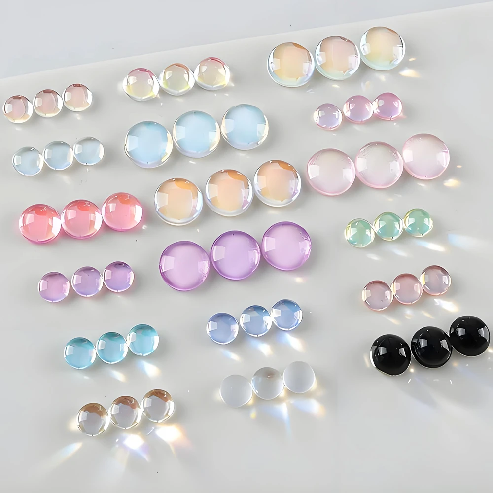 

50PCS Round 3D Flat-back Nail Art Crystals Rhinestones Accessories For Glitter Nails Decorations Manicure Deco Supplies Material