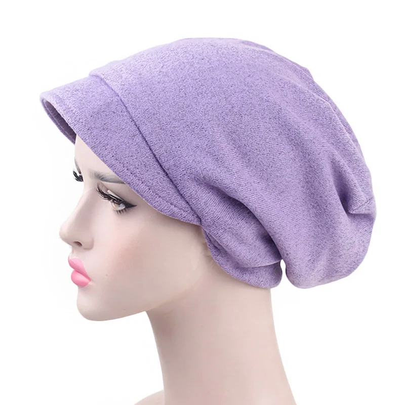 Fashion Turban Cap Beanies wide Plain Hats For Women Chemo Cap Muslim Hijab Caps  Stretch Turban Head Wrap Bonnet Hat