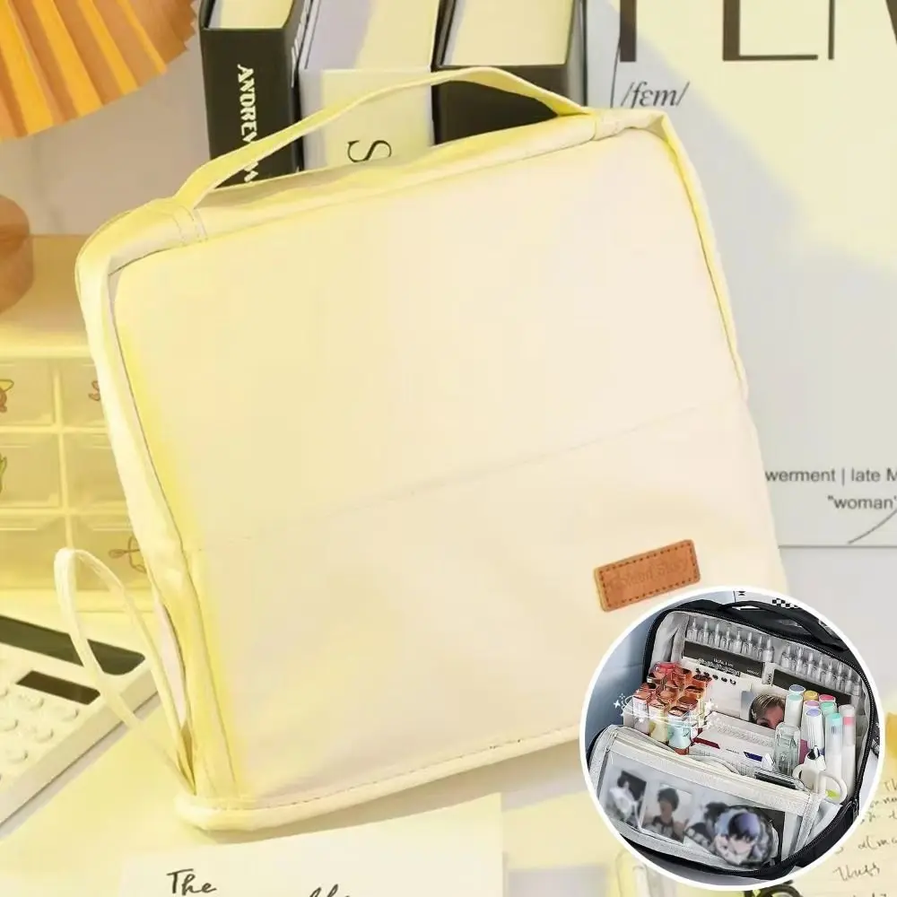 حقيبة تخزين مستحضرات التجميل المحمولة من البولي يوريثان بلون سادة منظم مكياج للسفر متعدد الطبقات منظم مستحضرات التجميل العمودي في الهواء الطلق