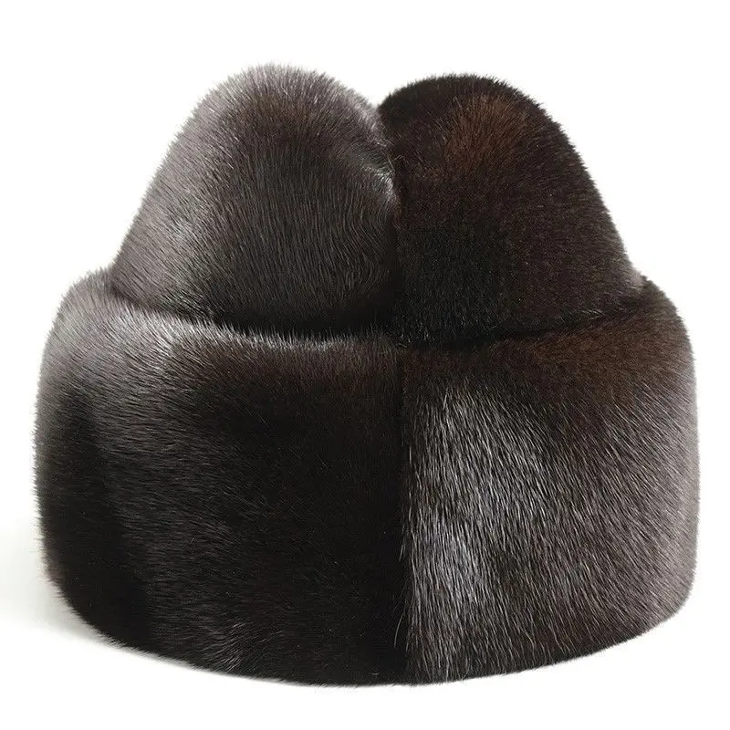 Winter Hat For Men Genuine Mink Fur Cap Male Thick Warm Winter Fur Hat Husband Gift Caps Quality Top Hat Headgear Beanie Beret