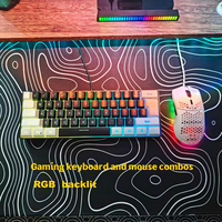 61 Key Mini Gaming Keyboard And Mouse Set, Ergonomic Design, RGB Backlight, Lightweight Wired Optical Mouse, 60% Ultra-Compact