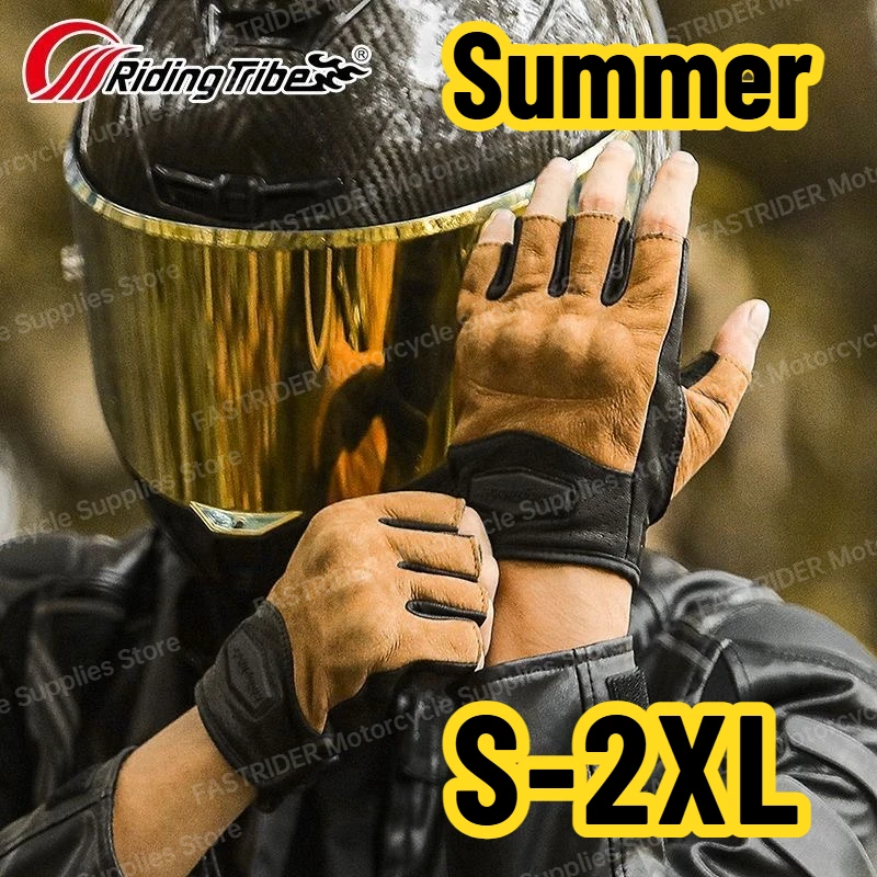 

Summer Breathable Half Finger Motorcycle Gloves, Retro Riding Anti-drop Gloves, Unisex Knight Riding Gear Gloves Motorcycle