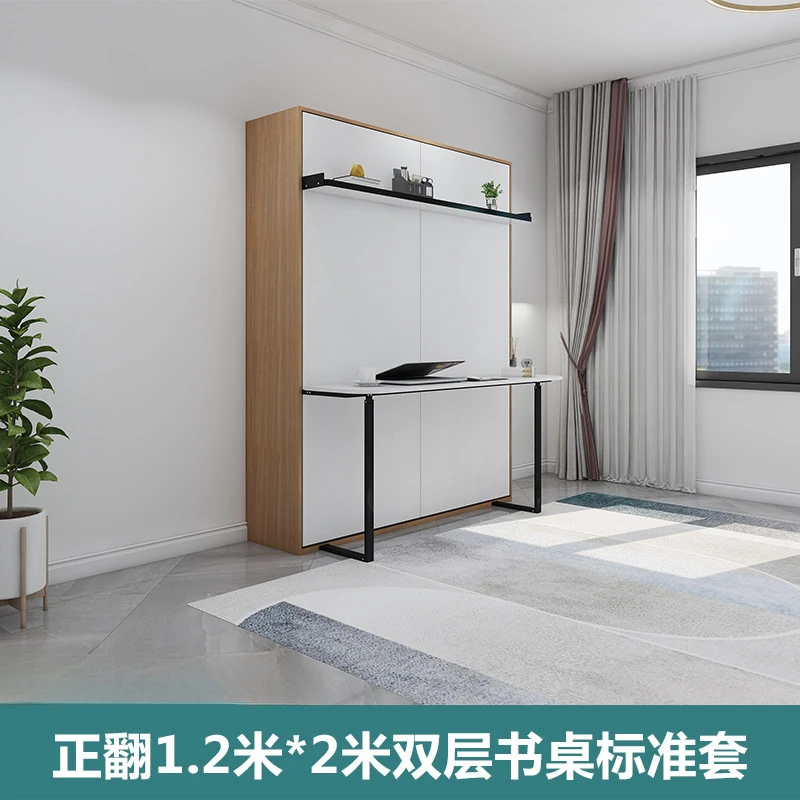 Vertical Tilting Hidden Wall Bed With Cabinet of Particle board Material Folding Wall Bed Murphy Bed With Double Desk