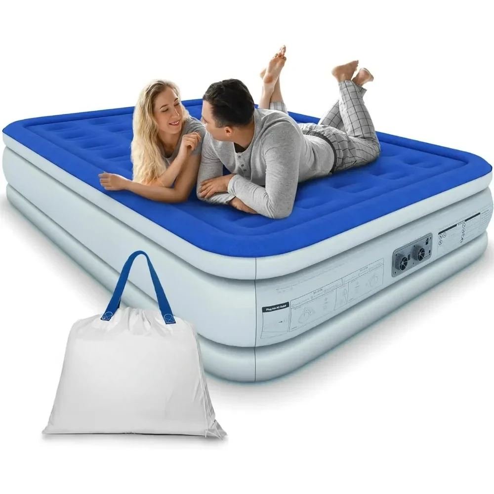 Air Mattress with Built-in Pump - Double Height Inflatable Mattress for Camping, Home & Portable Travel