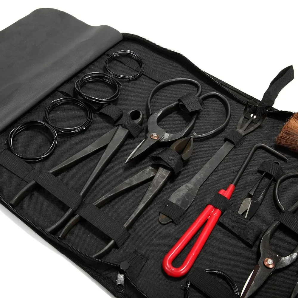 High Quality Gardening Bonsai Tool Set Multi-function Bonsai Kit 14 Piece Set Carbon Steel Cutting Kit and Tool Kit / Rolling